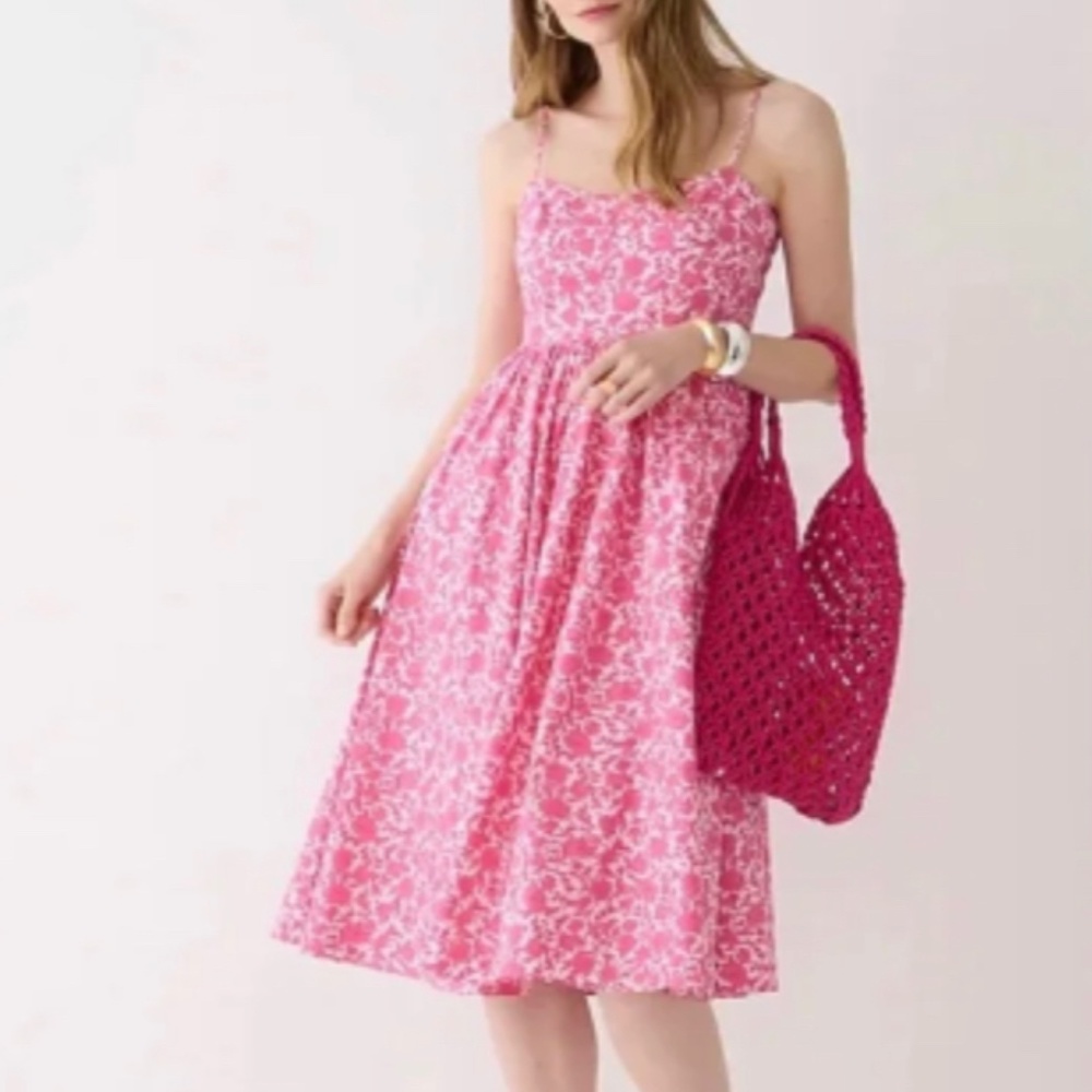 J Crew A-line cotton poplin midi dress